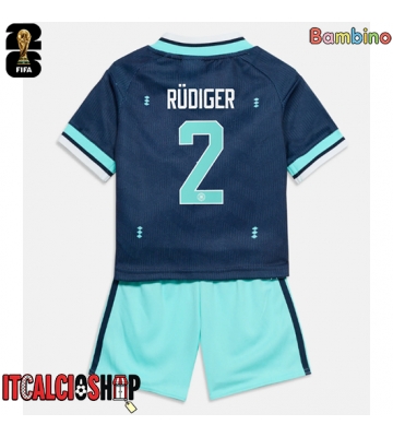 Germania Antonio Rudiger #2 Seconda Maglia Bambino Mondiali 2026 Manica Corta (+ Pantaloni corti)